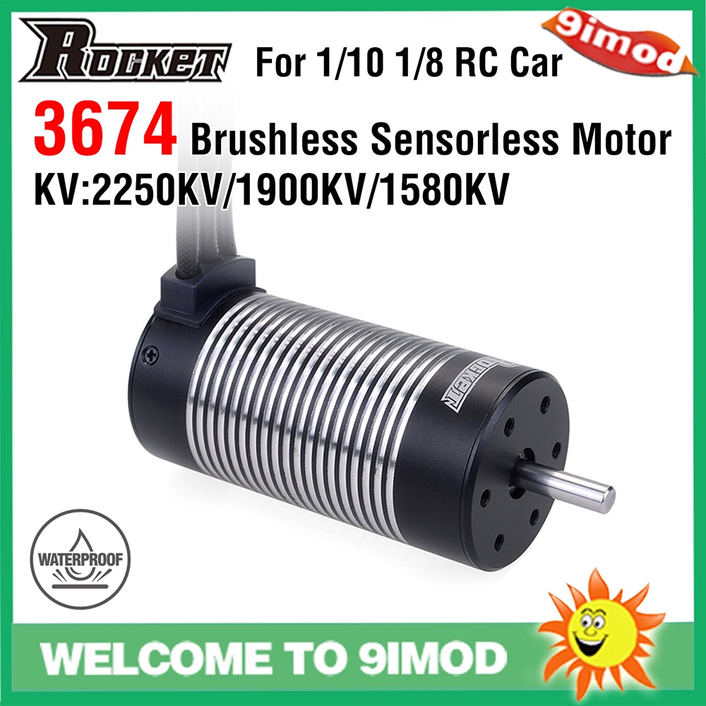 Moteur Brushless Rocket 3674 Pour Voiture RC 1/8 Et 1/10 - Sans Capteur - KV 2250/1900/1580 Au Choix - Marque Surpass Hobby