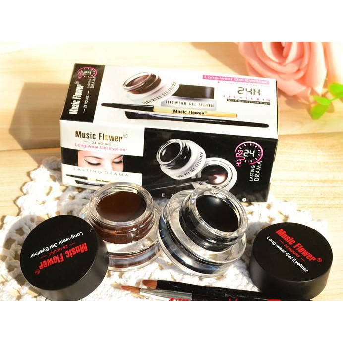 ภาพหน้าปกสินค้าเจลเขียนคิ้ว เจลอายไลเนอร์ 2 ตลับกันน้ำ ติดทน 24 ชม. Music Flower 24 Hours Longwear Gel Eyeliner เขียนคิ้ว + อายไลเนอร์ จากร้าน lameila_shop บน Shopee