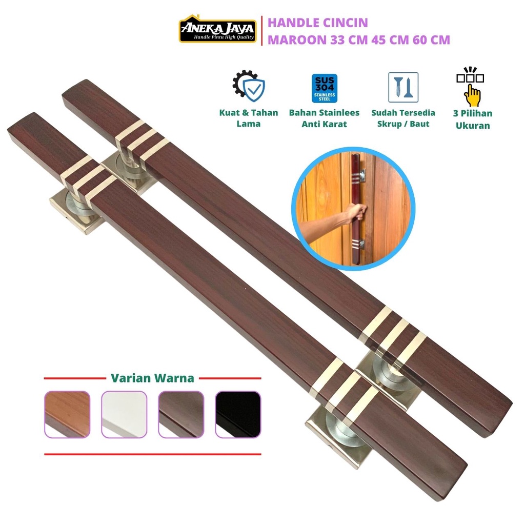 Hitam PUTIH Stainlees House Door Handle ความยาว 33 ซม. 45 60 Pull ...