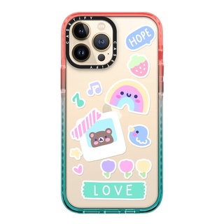 Casetify Cute Stickers by BeckyCas 13 Pro Max  Impact Case  Color: Clear- Pink / Blue [13PMสินค้าพร้อมส่ง]
