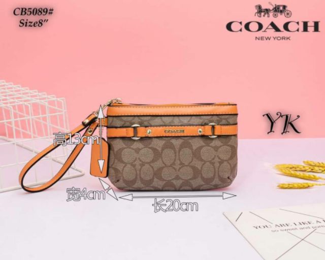 พร้อมส่ง-กระเป๋า-coach-ขนาด-8-นิ้ว-งานใหม่-พร้อมช่องใส่บัตร-กคล้องมือ-bag-wallet-โค้ช