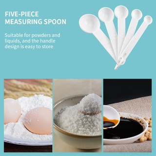 5Pcs Measuring Spoons Set Plastic Flour Oil Spices DIY Baking Cooking Tool with Scale[broxah]
