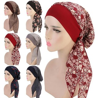 สินค้า ผ้าโพกหัวผ้าโพกศีรษะพิมพ์ลายดอกไม้สำหรับผู้หญิงมุสลิม
