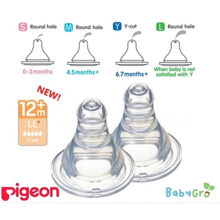 Pigeon Peristaltic จุกนมคอบาง ขนาด S, M, Y, (2 ชิ้น)