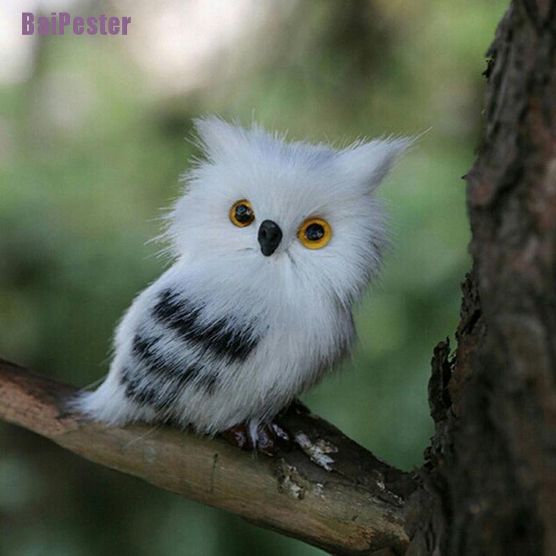 baipester-นกฮูกปลอม-สีขาวดํา-เครื่องประดับตกแต่งจําลอง