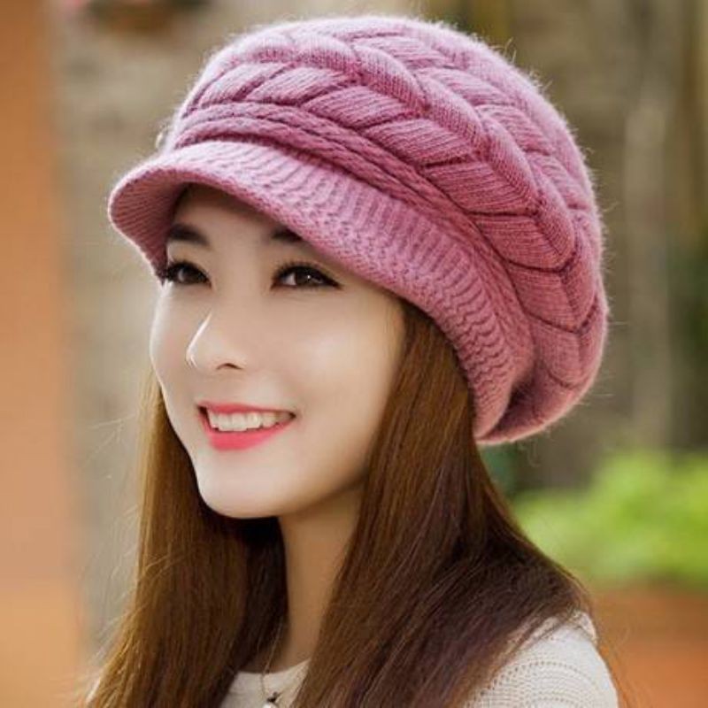 ราคาและรีวิวหมวกไหมพรมผสมขนวูล(wool) บุขน สไตล์เกาหลี