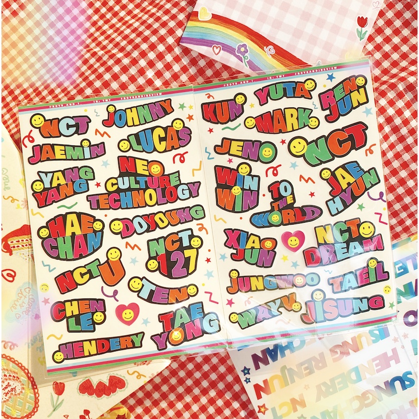 sticker-สติกเกอร์-ไดคัท-กันน้ำ-ครบ23เมม-rainbow-names-and-smiley-names