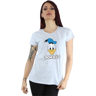 เสื้อยืดผ้าฝ้ายพิมพ์ลายขายดี ดิสนีย์เสือยืดผู้ชาย เสื้อบอดี้โ Disney Womens Donald Duck Face T-Shirt Disney Team