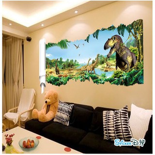 Wall sticker สติ๊กเกอร์ติดผนัง 3D Jurassic Park สไตล์ H(กว้าง90cm.xสูง50cm.)