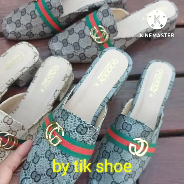 เก็บปลายทาง-พร้อมส่ง-รองเท้าเปิดส้น-ลายgg-โดนน้ำได้-ส้นสี่เหลี่ยมสูง-1-5-นิ้ว-ไซส์-36-41