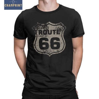 สร้างสรรค์ อเมริกา เสื้อยืดแขนสั้น คอกลม ผ้าฝ้าย พิมพ์ลาย Route 66 สไตล์อเมริกา สําหรับผู้ชาย