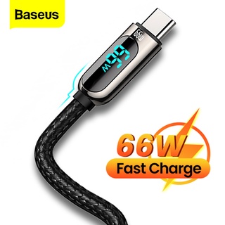 Baseus 66W Type C สายเคเบิ้ลชาร์จอย่างรวดเร็ว 6A สําหรับ Huawei Data Usb C สายโทรศัพท์สําหรับ Xiaomi Samsung