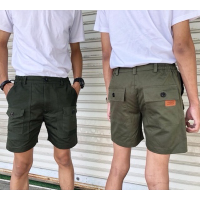 ขาสั้นวินเทจ-สีเขียวขี้ม้า