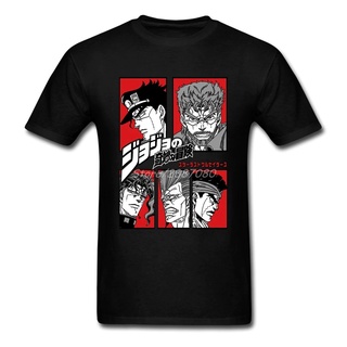 เสื้อยืดสีขาวเสื้อยืดคอกลมเสื้อยืดแขนสั้น JojoS Bizarre Adventure New Jjba 100% Cotton Oversize MenS T-Shirt Christmas