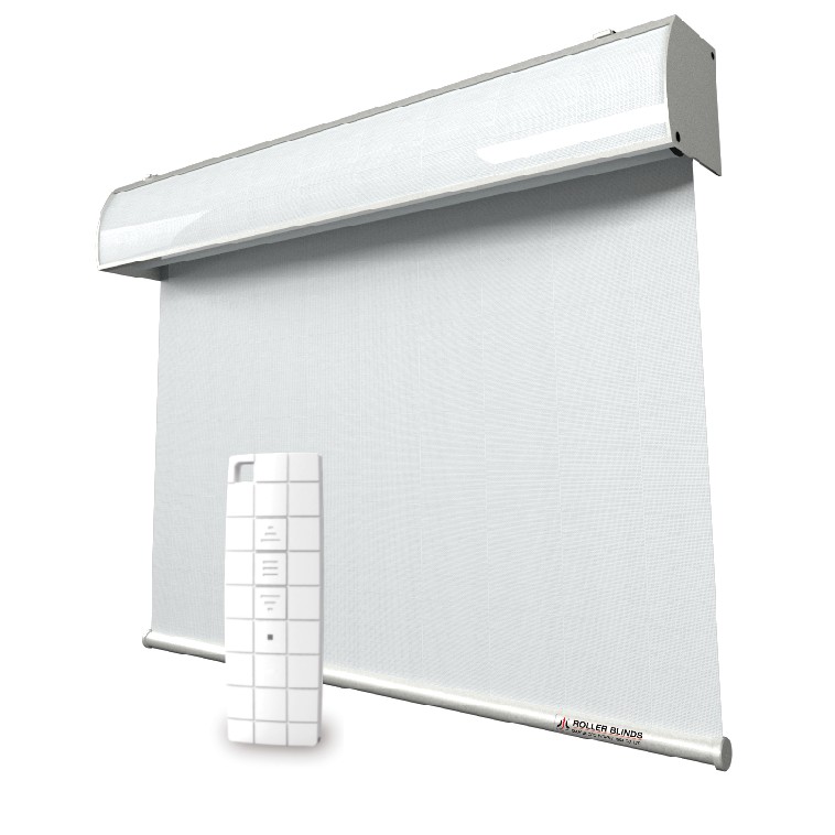 ม่านม้วนระบบมอเตอร์ไฟฟ้าควบคุมด้วยระบบ-รีโมทคอนโทรล-1ช่องสัญญาณ-roller-blind-เลือกสีผ้า