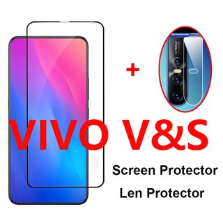 ฟิล์มกระจกนิรภัย ป้องกันหน้าจอ แบบเต็มจอ พร้อมฟิล์มเลนส์กล้อง 2 ชิ้น/เซต สำหรับ VIVO V19 V17 Pro V15 V11 S1 Pro V9 Youth
