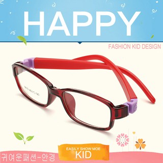 KOREA แว่นตาแฟชั่นเด็ก แว่นตาเด็ก รุ่น 8813 C-4 สีแดงขาแดงข้อม่วง ขาข้อต่อที่ยืดหยุ่นได้สูง (สำหรับตัดเลนส์)