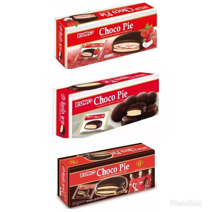 ภาพหน้าปกสินค้าEURO Choco Pie ยูโร่ ช็อกโก พาย ขนาด 17 กรัม บรรจุ 12 ซองซอง​ยต