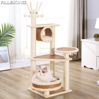 Allsking คอนโดแมว ที่แมวนอน Cat Condo คอนโดแมว3ชั้น ของเล่นแมว ที่นอนแมว เตียงนอนแมว เสาลับเล็บแมว