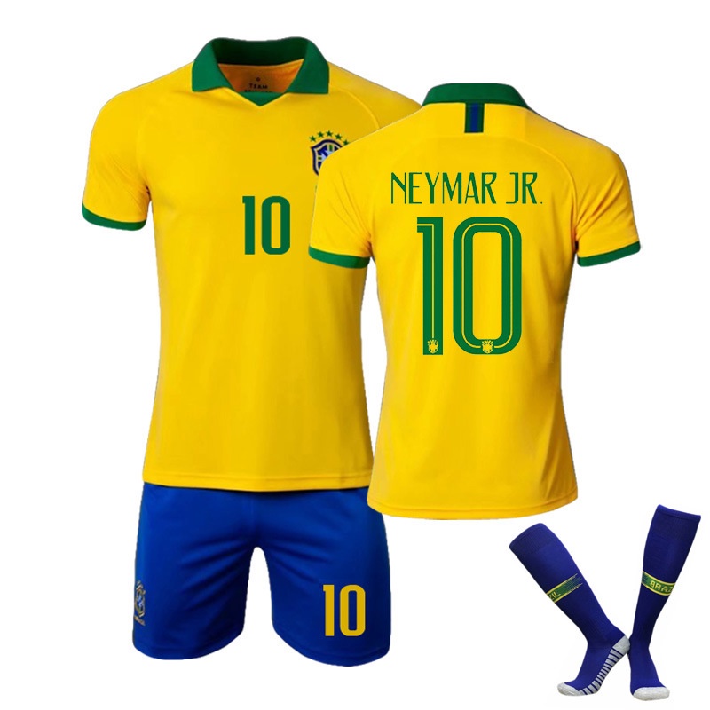 เสื้อกีฬาแขนสั้น-ลายทีมชาติฟุตบอล-brazil-team-21-22-season-ชุดเหย้า-10-ชิ้น-เสื้อกีฬาแขนสั้น-ลายทีมชาติฟุตบอล-neymar-พร้อมถุงเท้า-และถุงน่อง