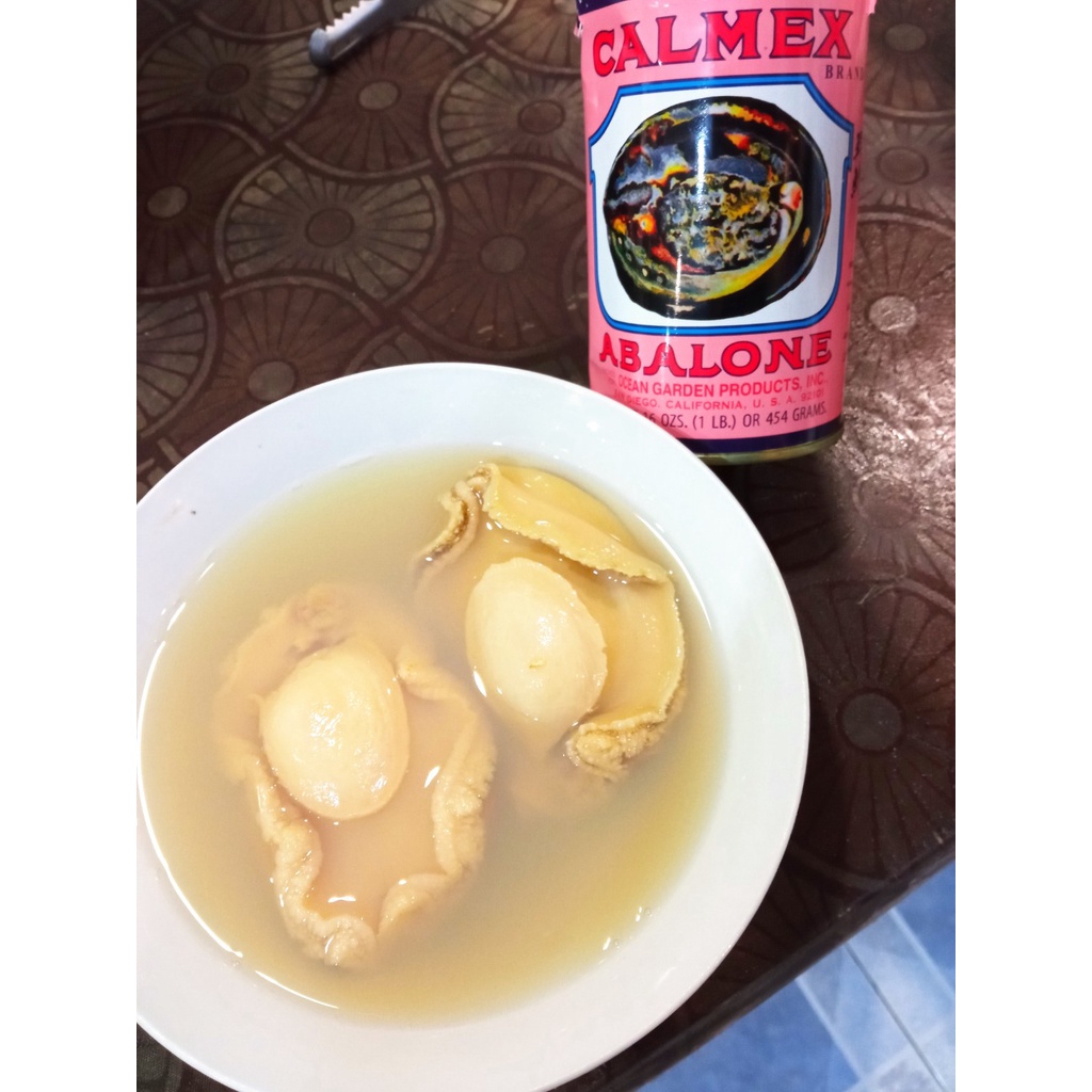 หอยเป่าฮื้อกระป๋อง-เม็กซิโก-ตราพวงมาลัยเรือ-พังงาเรือ-ขนาด2ตัว-calmex-abalone-2-product-of-maxico