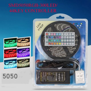 5M 5050 SMD RGB กันน้ำ300 ไฟ LED แถบ 44 คีย์ IR รีโมท