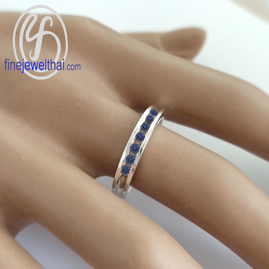 finejewelthai-แหวนไพลิน-ไพลินแท้-แหวนเงินแท้-พลอยประจำเดือนเกิด-blue-sapphire-silver-ring-birthstone-r1028bl