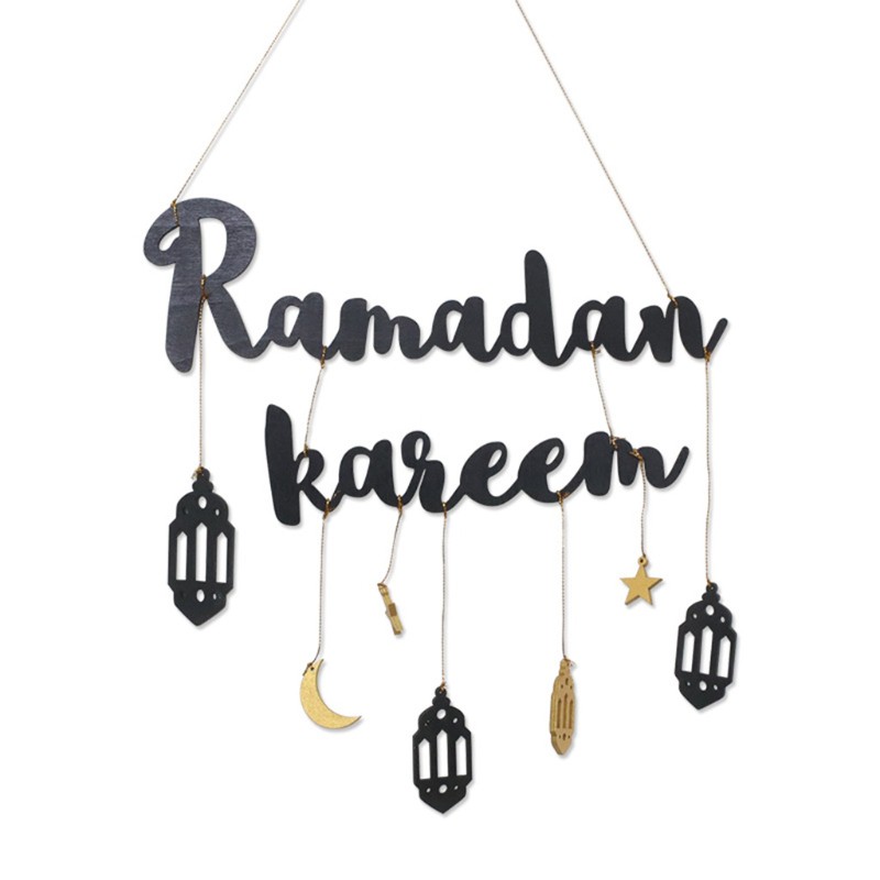 eid-ramadan-จี้ไม้รูปดวงจันทร์ดาวสําหรับแขวนตกแต่ง
