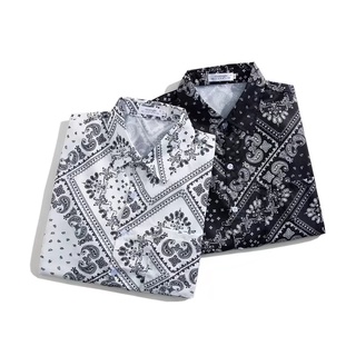 เสื้อเชิ้ตแขนสั้นลําลอง ลายดอกไม้ เข้ากับทุกการแต่งกาย สไตล์เรโทร แฟชั่นคู่รัก