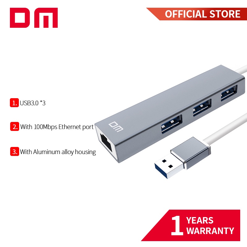 ฮับความเร็วสูง-3-พอร์ต-usb3-0-พร้อมพอร์ตอีเธอร์เน็ต-1000mbps-chb012-รองรับ-1tb-hdd-ถ่ายโอนความเร็วได้ถึง-300mb-s