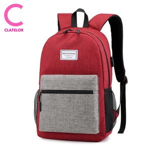 CLAFELOR-กระเป๋าเป้สะพายหลัง กระเป๋าสะพายหลัง ใส่หนังสือเรียนได้ มีช่องเสียบสาย USB รุ่น QX-B001 พร้อมส่งจากไทย