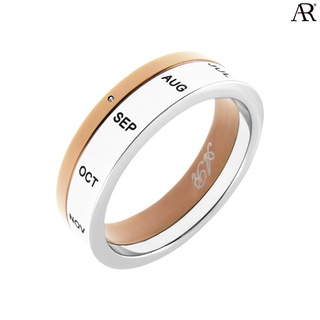 ANGELINO RUFOLO Ring ดีไซน์ Months Roller แหวนผู้ชาย Stainless Steel 316L(สแตนเลสสตีล)คุณภาพเยี่ยม สีน้ำตาล/สีเงิน