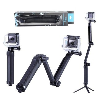 ขาตั้งกล้อง 3 Way Multi function Folding Monopod Tripod Selfie Stick For Gopro Xiaomi SJcam