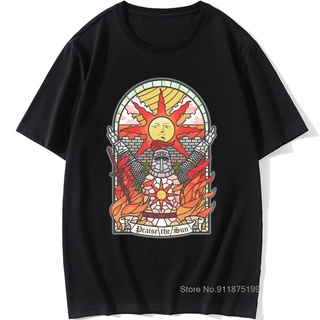 เสื้อยืดผ้าฝ้าย พิมพ์ลาย Dark Souls 3 Church of the Sun สไตล์วินเทจ สําหรับผู้ชาย