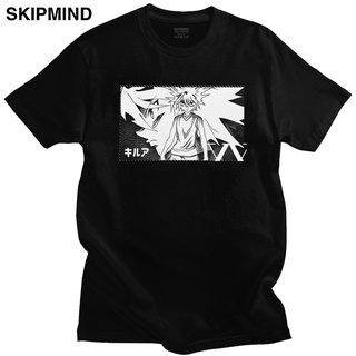 เสื้อยืดโอเวอร์ไซส์เสื้อยืดแขนสั้น คอกลม ผ้าฝ้าย 100% พิมพ์ลายอนิเมะ Killua Zoldyck Hunter X Hunter สําหรับผู้ชายS-3XL