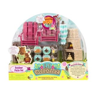 LIL WOODZEEZ PATIO SET &amp; OUTDOOR FIREPLACE  เซ็ตเฟอร์นิเจอร์นอกชานบ้านและเตาผิงสำหรับตุ๊กตา