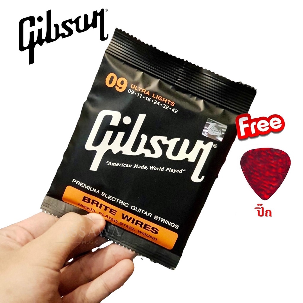 ภาพหน้าปกสินค้าครบชุด 6 เส้น  เบอร์ 9 สายกีต้าร์ ไฟฟ้า Gibson ฟรี ปิ๊ก สายกีต้าร์ไฟฟ้า กิฟสัน Guitar Strings สายกีต้าร์ กิฟสัน กิ๊ฟสัน