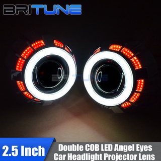 Britune Angel Eyes Dual COB ชุดเลนส์โปรเจคเตอร์ซีนอน 8.0 อัพเกรดไฟหน้ารถยนต์ H7 H4 H1 HID LED 2.5 นิ้ว