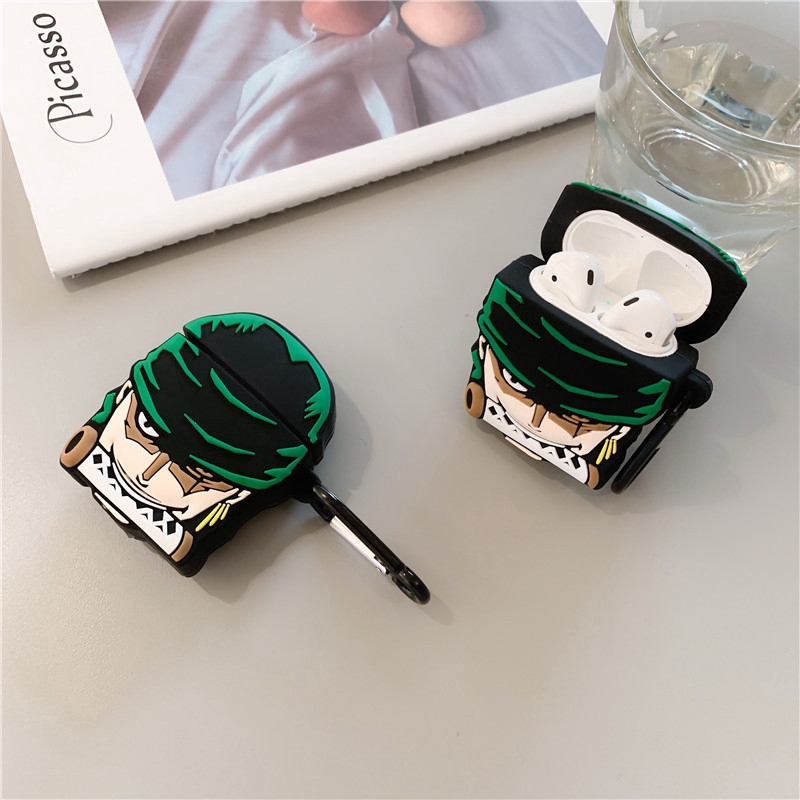 cool-one-piece-roronoa-zoro-airpods-1-2-case-silicone-drop-protection-cover-hook