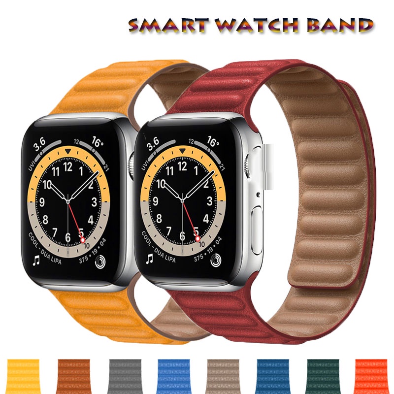 ภาพหน้าปกสินค้าสายนาฬิกาข้อมือหนัง แบบแม่เหล็ก สําหรับ Smart Watch 8 49มม. 7 41/45 มม. 5 6 44/42 มม. iwatch 38 40 มม. W46 W26 + Dt100 W66 Hw12 T500 Iwo7 จากร้าน yijiayijia.th บน Shopee