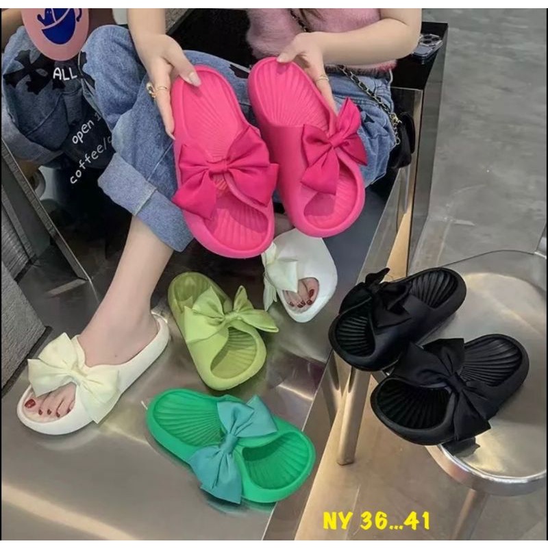 b1444-รองเท้าแตะแฟชั่นดีเทลโบว์-มีsize-36-41-สินค้าใหม่