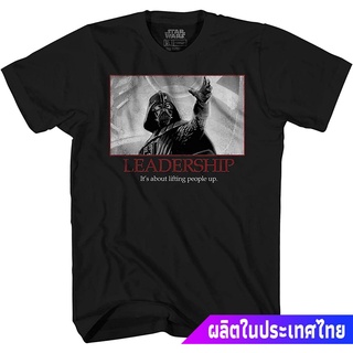 สตาร์วอร์ส ผู้ชาย STAR WARS Darth Vader Leadership Motivational Poster Mens T-Shirt discount เสื้อยืดสามารถปรับแต่งได้