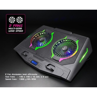 พัดลด ระบายความร้อน โน๊ตบุ๊ค Cooler Pad (2 Fan RGB) NUBWO NX-F2 SINDEL GAMING