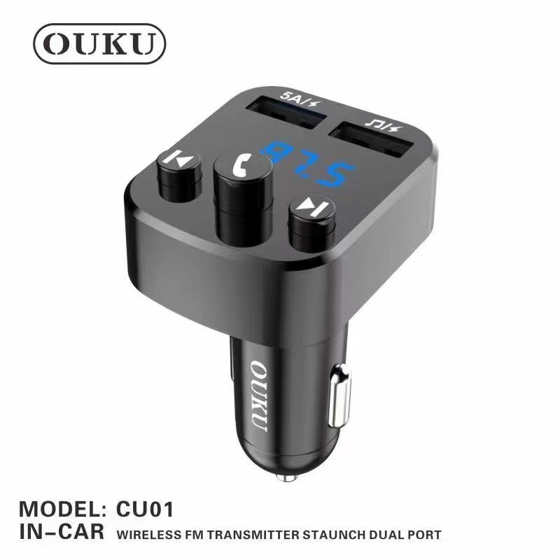 ouku-cu01-ที่ชาร์จแบตในรถ-ชาร์จเร็ว-5a-เสียบแฟลชไดร์ฟได้-เสียบต่อฟังเพลงได้-พร้อมไฟเเสดงผลแบบled-รับสาย-กดข้ามเพลงได้