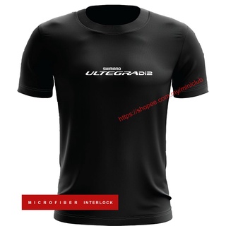 [S-5XL]SHIMANO เสื้อยืดโพลีเอสเตอร์ / ฝ้ายชิมาโน Ultegra Di2 โลโก้สีดําสีขาว (S-3Xl)