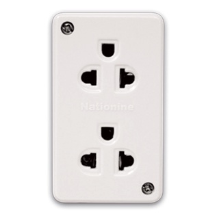 PLUG เต้ารับกราวด์คู่ลอย WKG04 คละสี NATIONINE