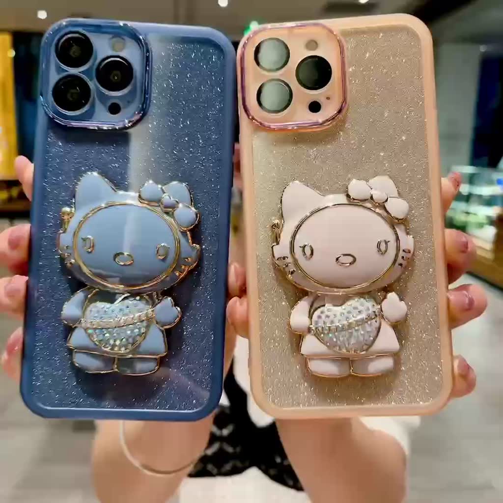 เคสโทรศัพท์มือถือแบบนิ่ม-ลายแมวคิตตี้-พร้อมกระจกขาตั้ง-สําหรับ-samsung-a54-5g-a34-a24-a14-4g-a04s-a04e-a04-a73-a53-a33-a23