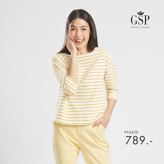 GSP เสื้อยืด เสื้อยืดผู้หญิง Lucky Stripes Blouse เสื้อยืดแขนยาวลายริ้วสีเหลือง (P9XBYE)