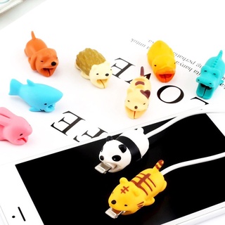 ☆มีสินค้า☆การ์ตูนสัตว์สายชาร์จข้อมูล USB สายเคเบิลป้องกันการทำลายฝาครอบป้องกัน