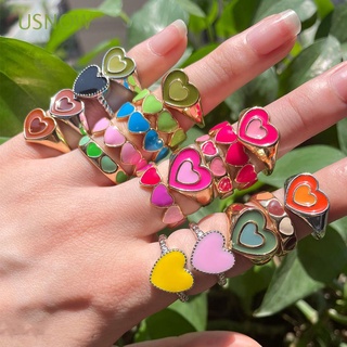 ภาพหน้าปกสินค้าUSNOW Korean Heart Rings Temperament Fashion Jewelry Finger Rings Women New Creative Colorful Crystal Vintage Double Layer Love ซึ่งคุณอาจชอบราคาและรีวิวของสินค้านี้